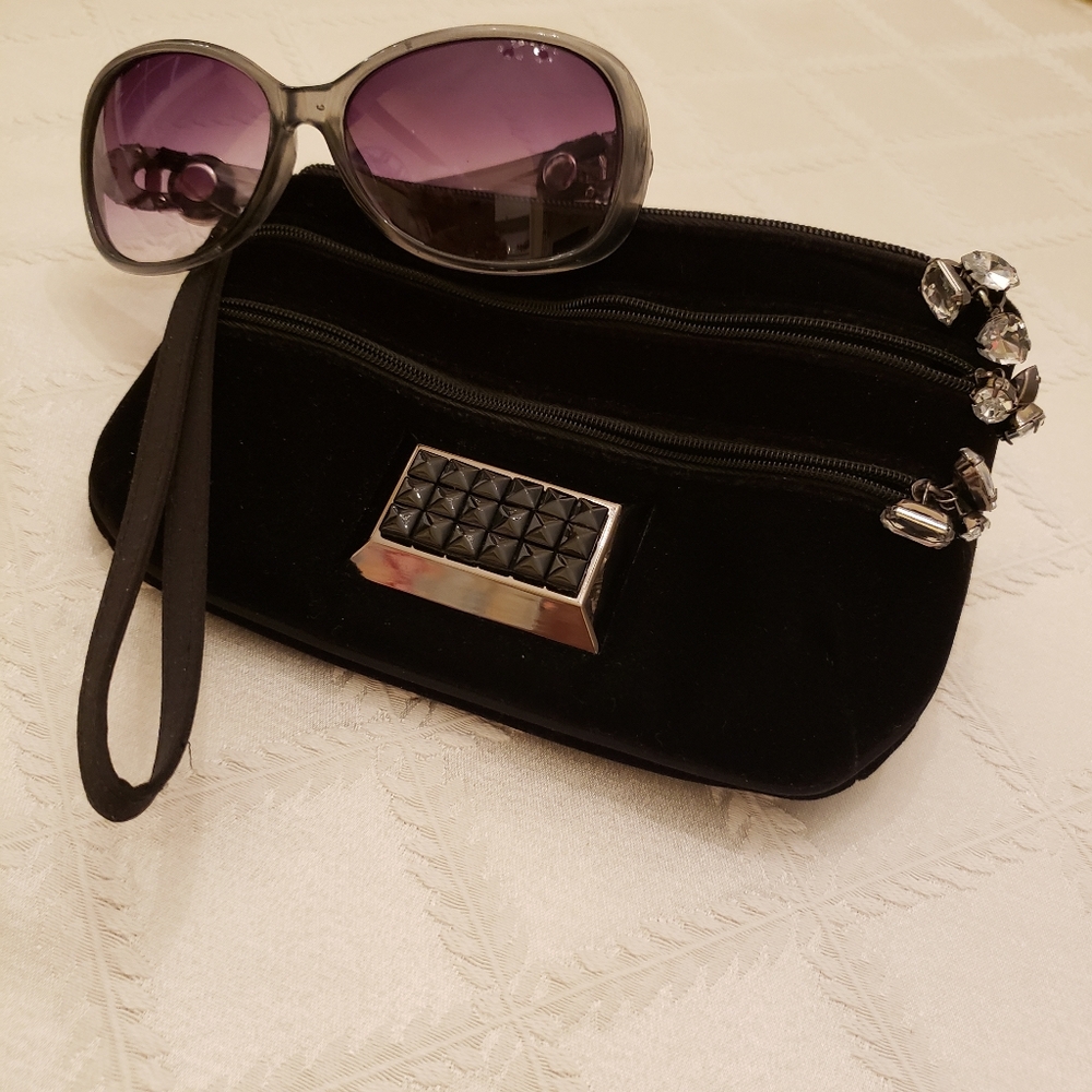 Sunglasses and wristlet.